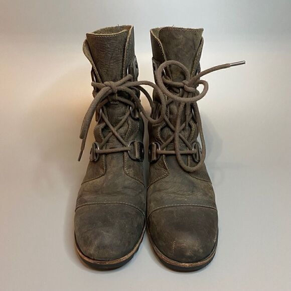 Sorel Joan of Arctic Lace Up Wedge Lexie Wedge Grill Brown Leather 8 - Picture 2 of 6